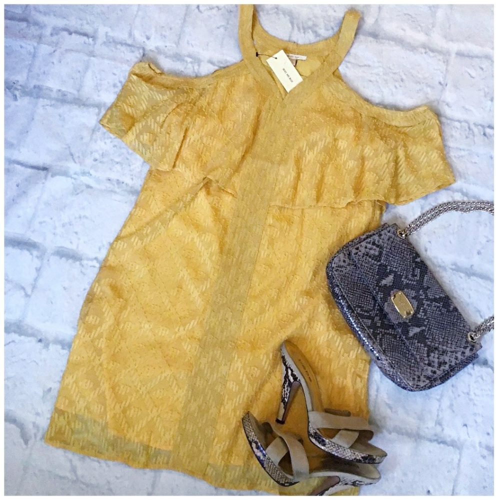 LAST ONE❗️SKIES ARE BLUE Anthro Mustard Short Dress - Picture 3 of 6